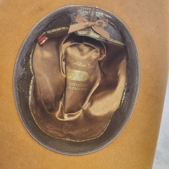Vintage Chris Eddy Cowboy Hat Brown Wool Ltd Ed Golden Spurs Collec Mens Size 7 - Picture 10 of 11